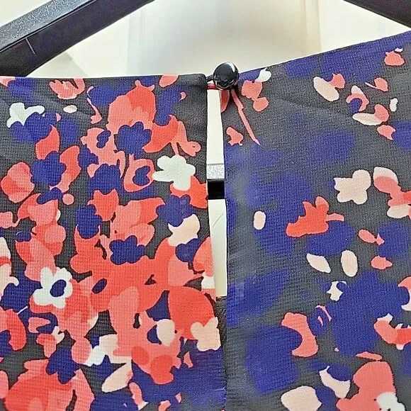 Kasper Plus Size Women's Ruffled Cuff 3/4-Sleeve Top Navy Black Coral 2X NEW - Picture 7 of 10